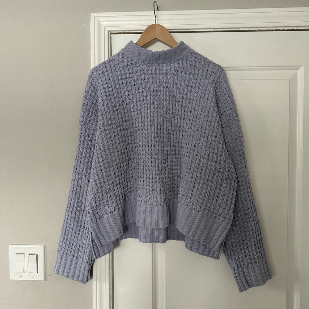 NWT Altar’d State Chenille Waffle Knit Pullover Mock Neck Sweater, Lilac, Medium